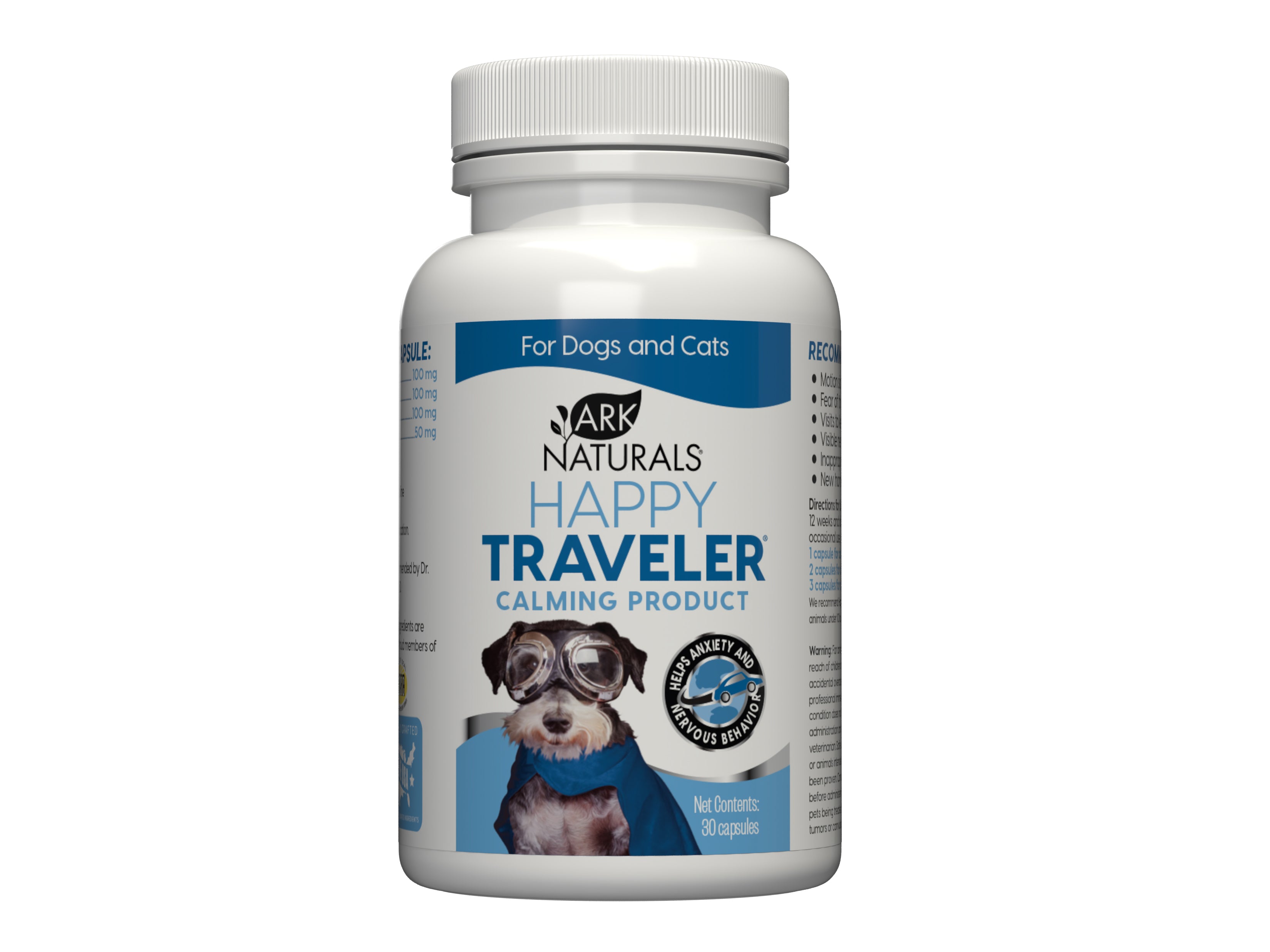 Ark Naturals Happy Traveler Dog & Cat Capsules, 30 capsules