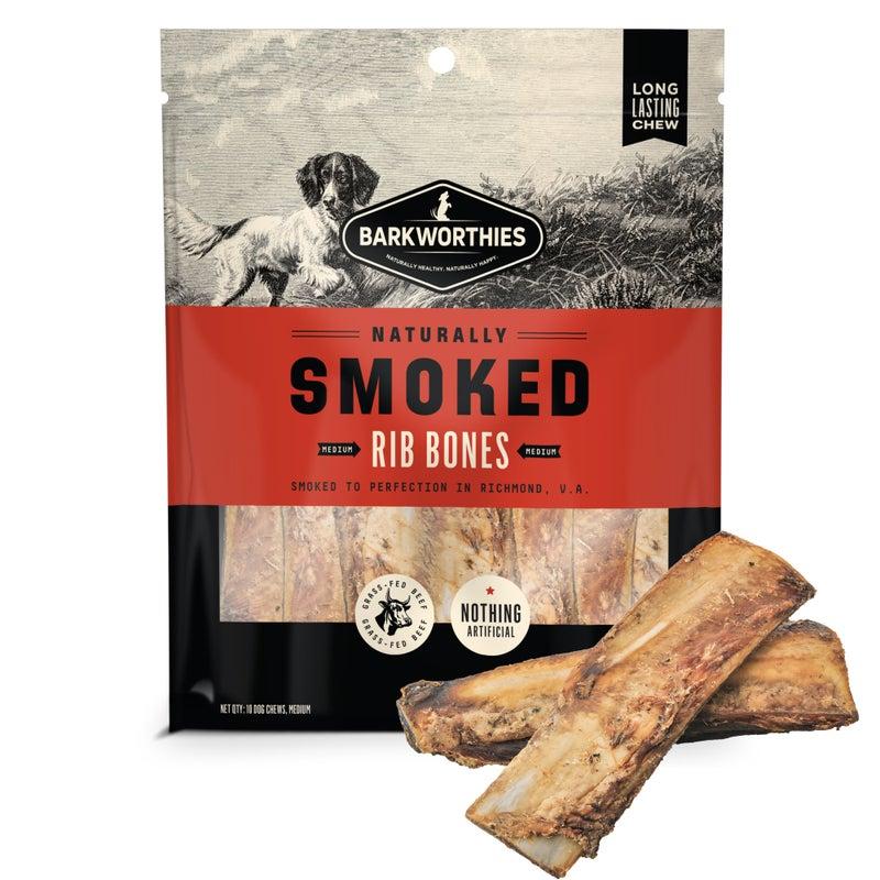 Barkworthies Naturally Smoked Rib Bones Dog Treats, Medium, 10-pk