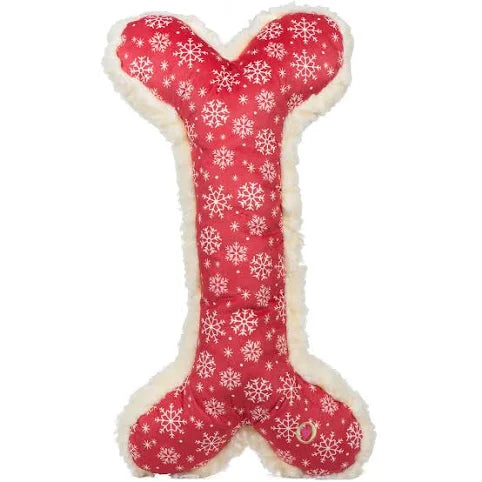HuggleHounds Jingle all the Way Snowflake Bone Dog Toy, 2-ft