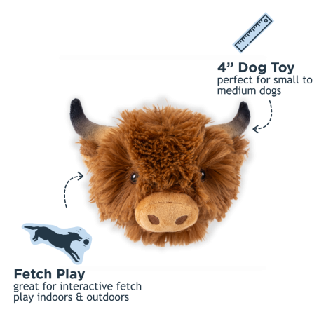 Tall Tails 2-in-1 Fetch Ball Dog Toy – Highland Cow