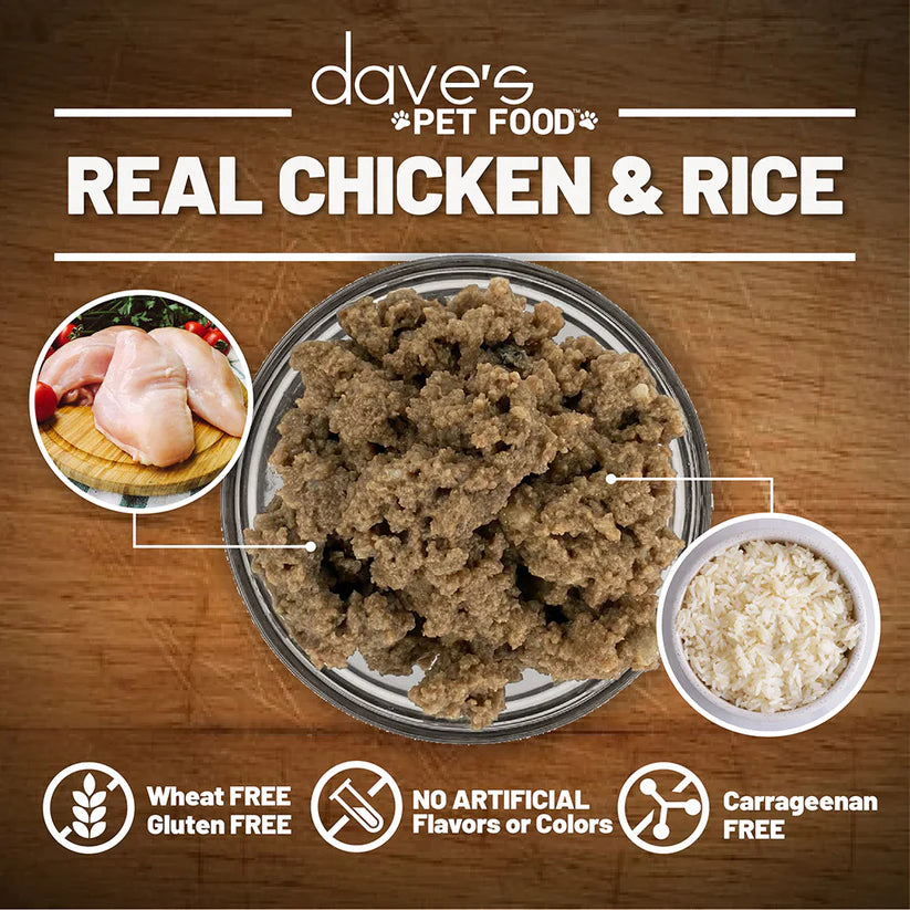 Dave's Pet Food Restricted Bland Diet Chicken & Rice Delicate Dinner Wet Dog Food Can, 13.2-oz