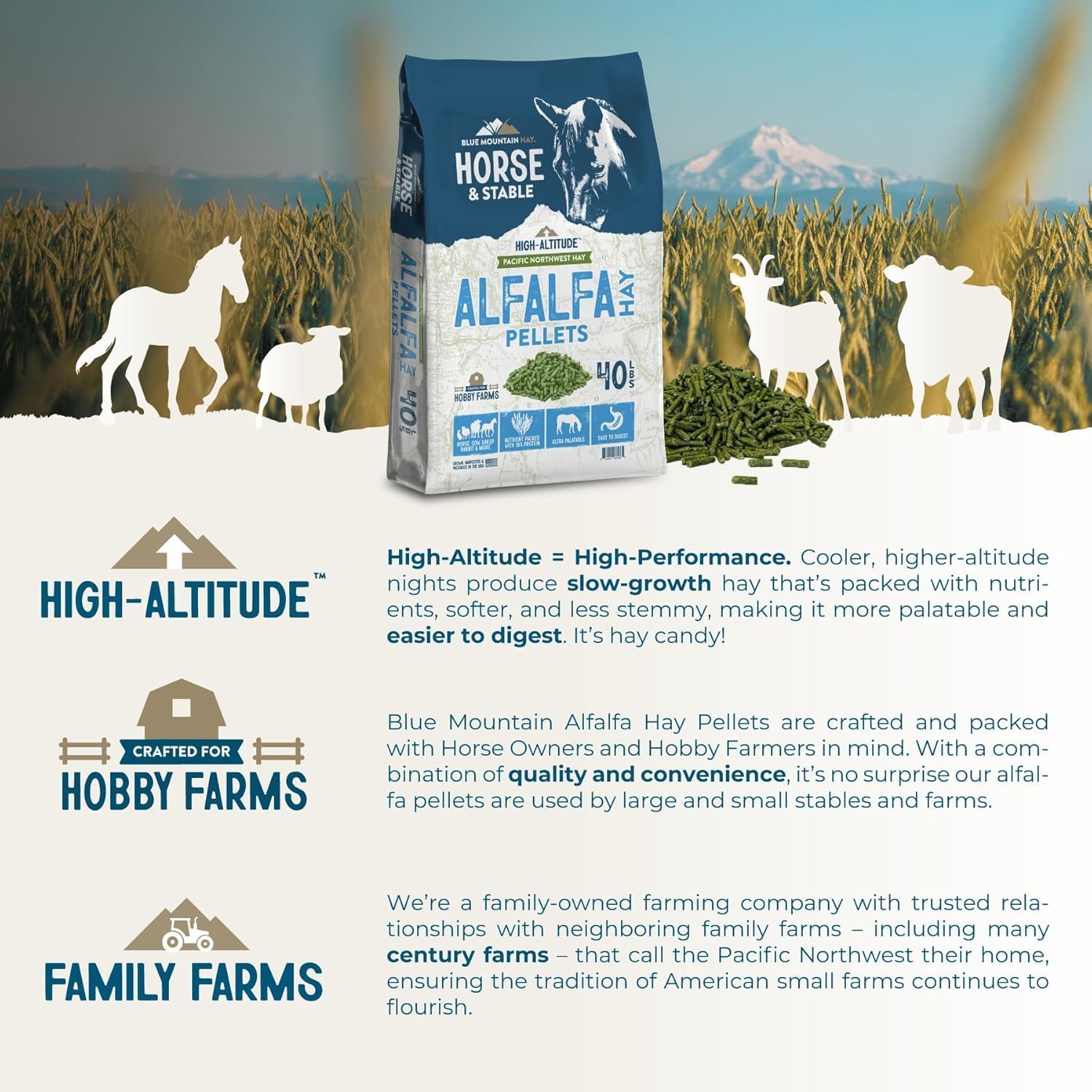 Blue Mountain High Altitude Horse Hay Pellets