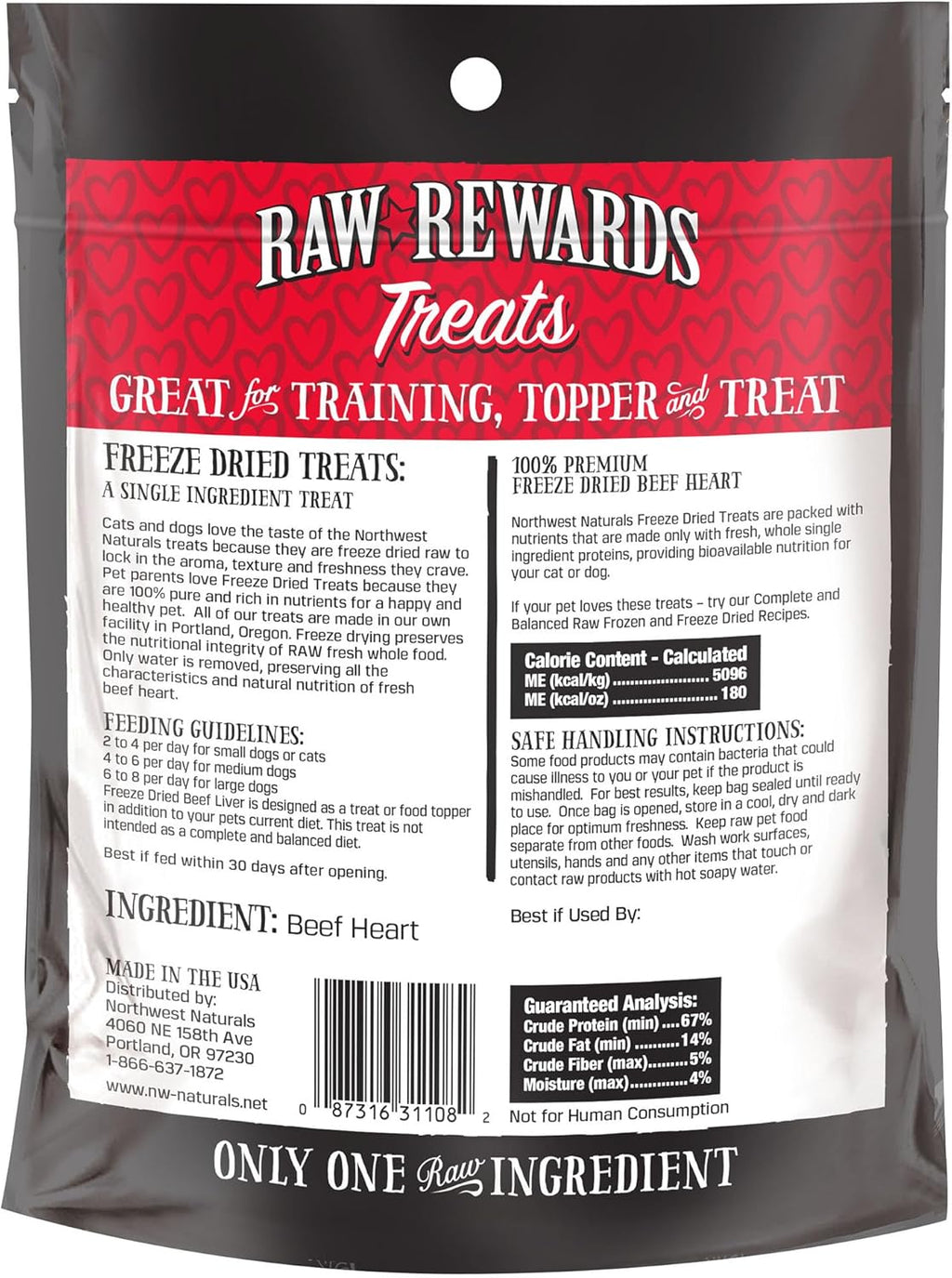 Northwest Naturals Raw Rewards Freeze-Dried Beef Heart Treats