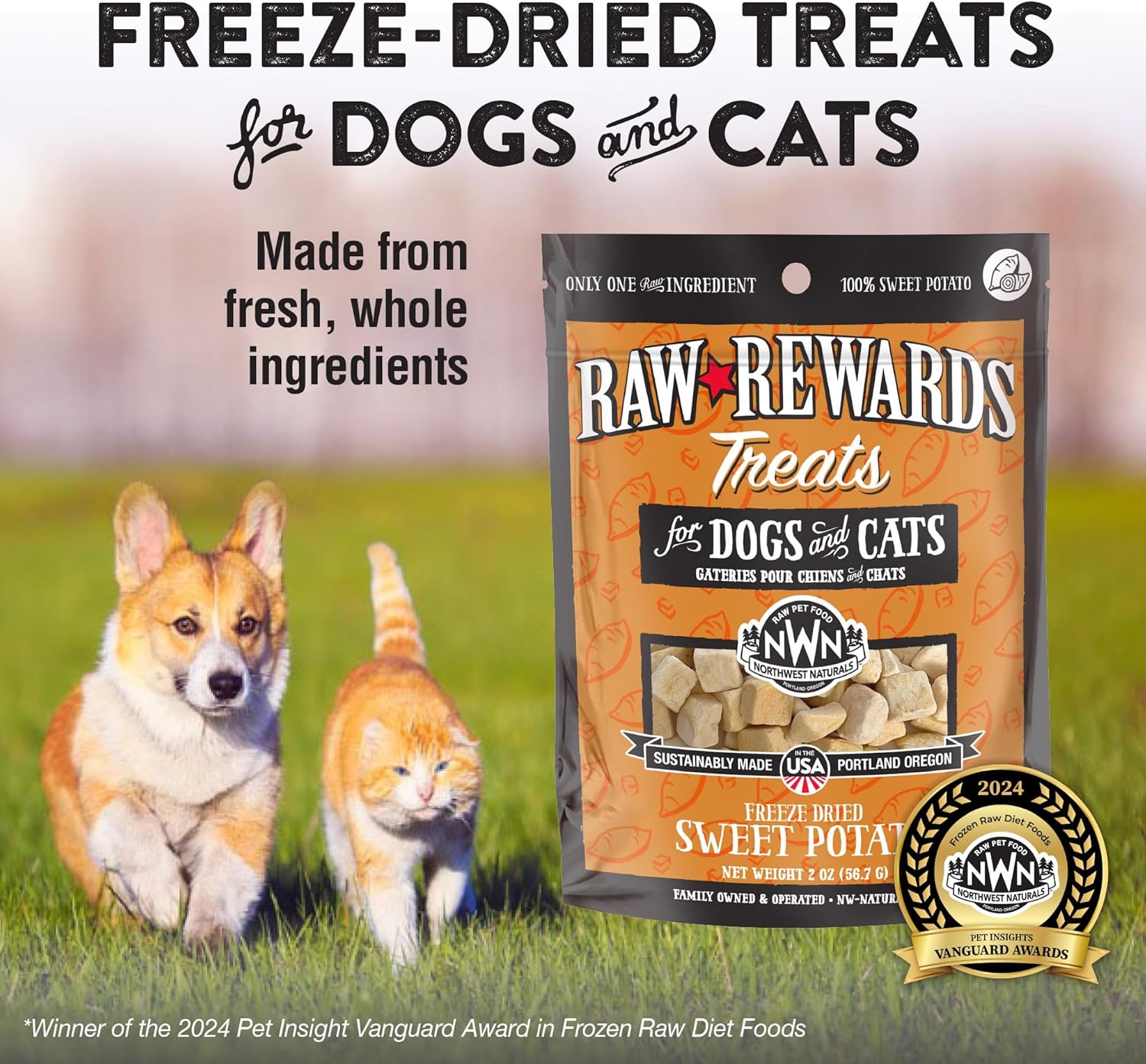 Northwest Naturals Raw Rewards Freeze-Dried Sweet Potato Treats for Dogs and Cats