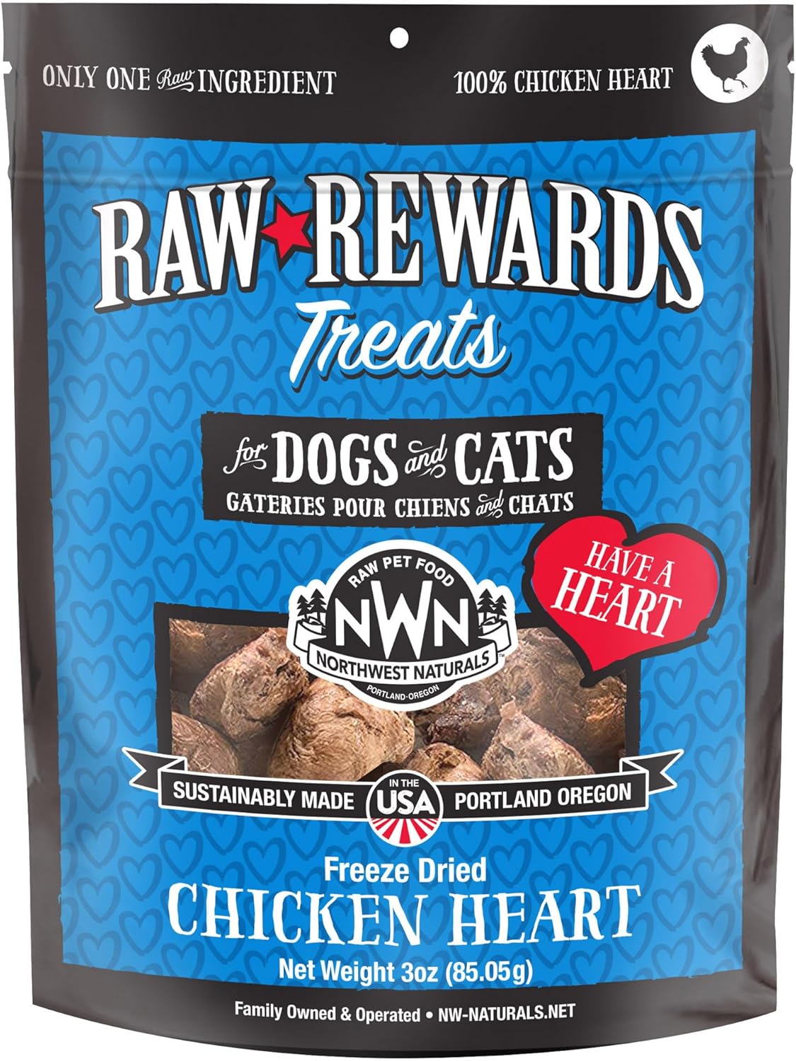 Northwest Naturals Raw Rewards Freeze-Dried Chicken Hearts