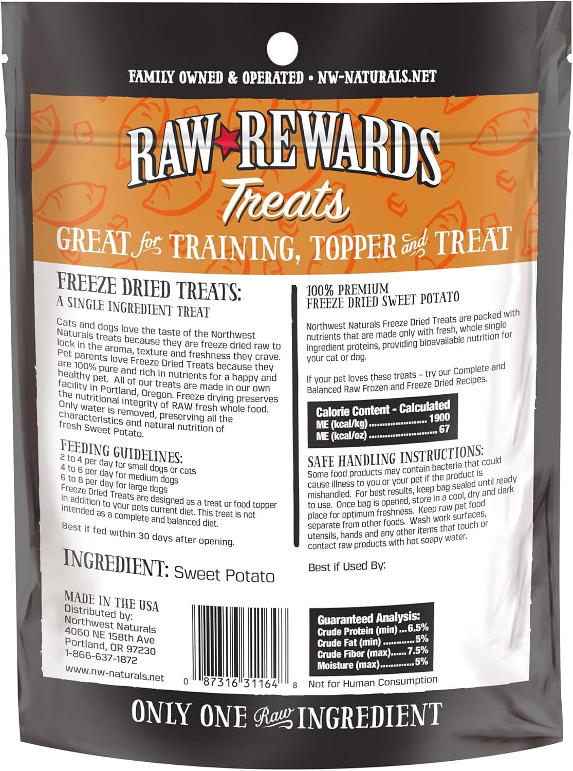 Northwest Naturals Raw Rewards Freeze-Dried Sweet Potato Treats for Dogs and Cats