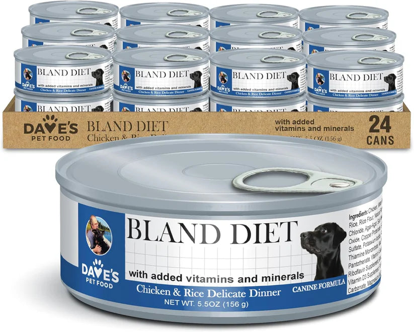 Dave's Pet Food Restricted Bland Diet Chicken & Rice Delicate Dinner Wet Dog Food Can, 13.2-oz