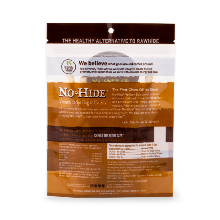 Earth Animal No-Hide Venison Stix Chew Dog Treat