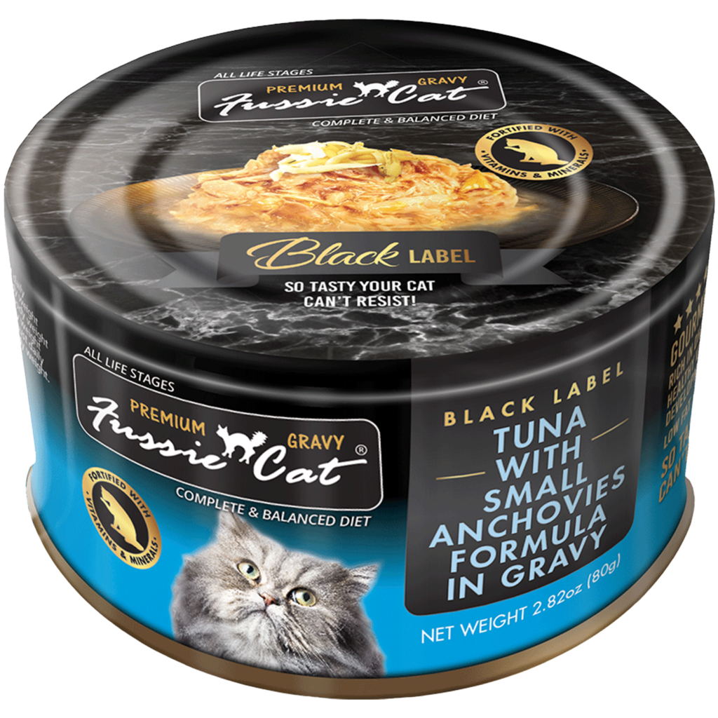 Fussie Cat Premium Tuna with Small Anchovies in Gravy – 2.82 oz