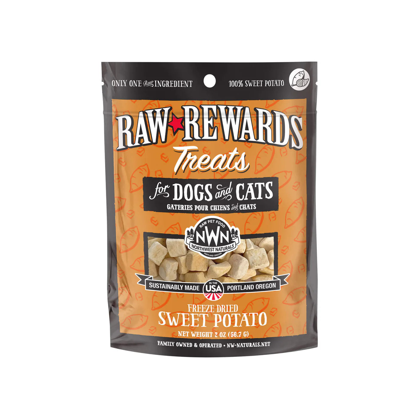 Northwest Naturals Raw Rewards Freeze-Dried Sweet Potato Treats for Dogs and Cats