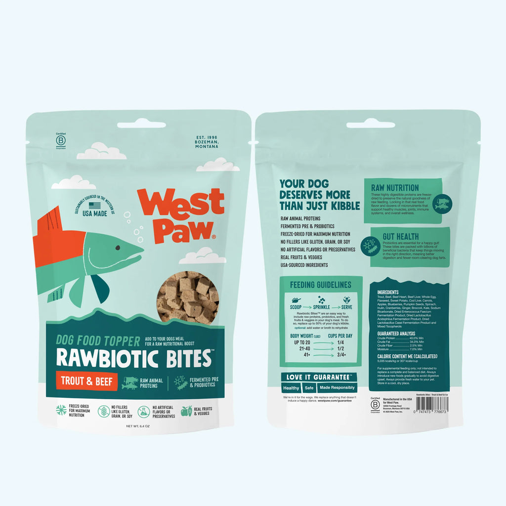West Paw Rawbiotic Bites – Freeze-Dried Trout &amp; Beef Dog Food Topper