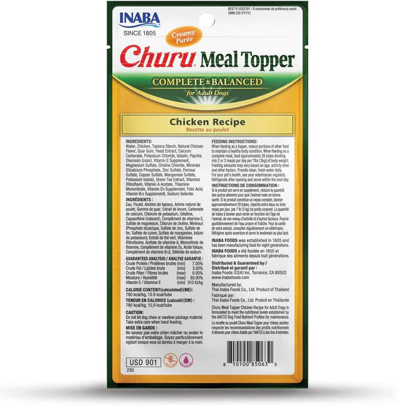 Inaba Dog Churu Meal Topper – Chicken Recipe
