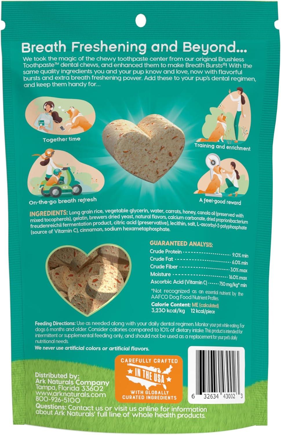 Ark Naturals Breath Bursts Bits Brushless Toothpaste Dog Treats, 4-oz