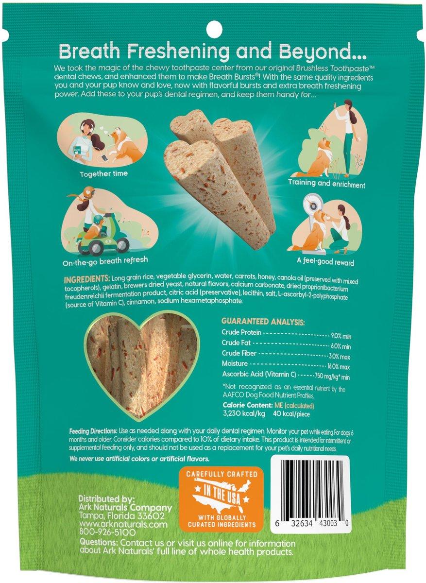 Ark Naturals Breath Bursts Cinnamon Sticks Dental Dog Treats, 6-oz