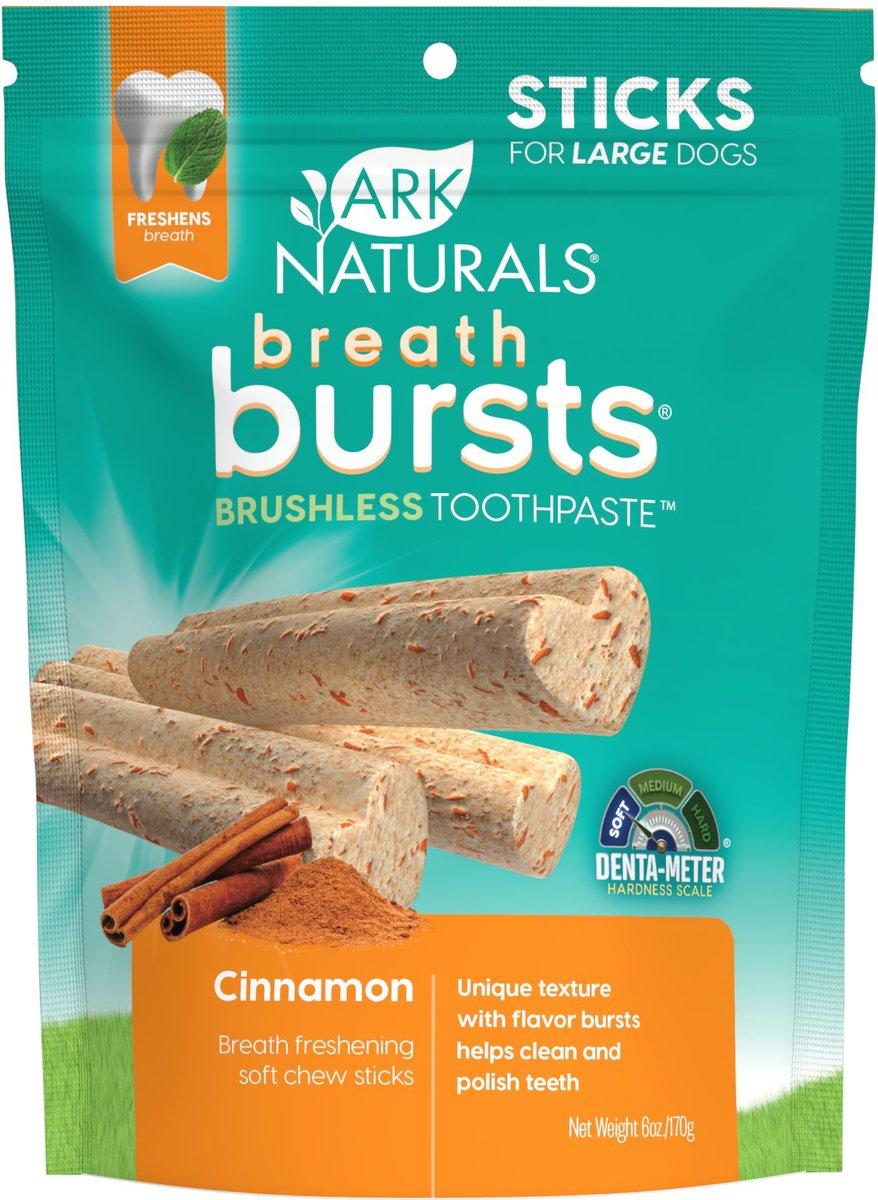 Ark Naturals Breath Bursts Cinnamon Sticks Dental Dog Treats, 6-oz