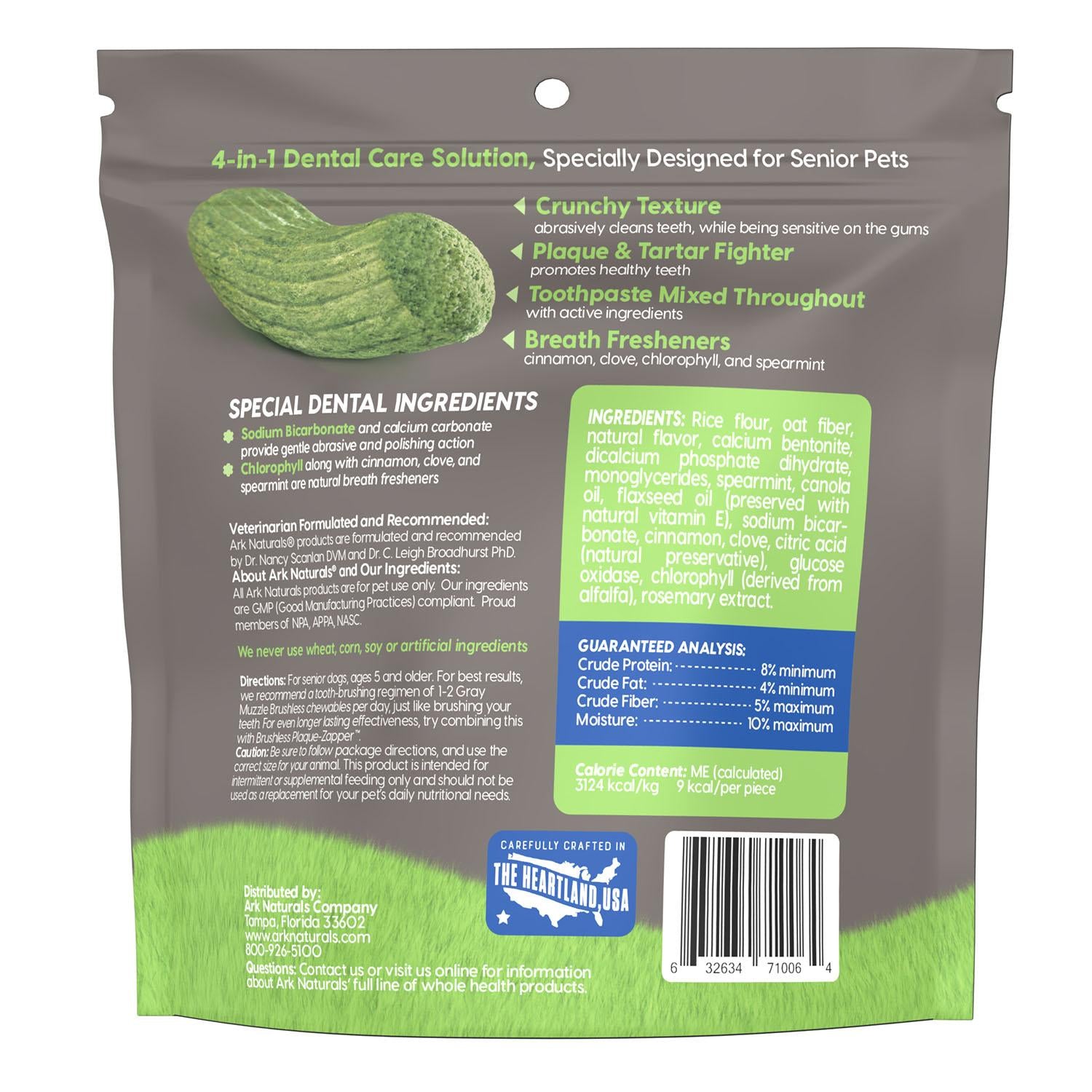 Ark Naturals Gray Muzzle Breath-Less Brushless Toothpaste Large Senior Dog Chews, 7.8-oz