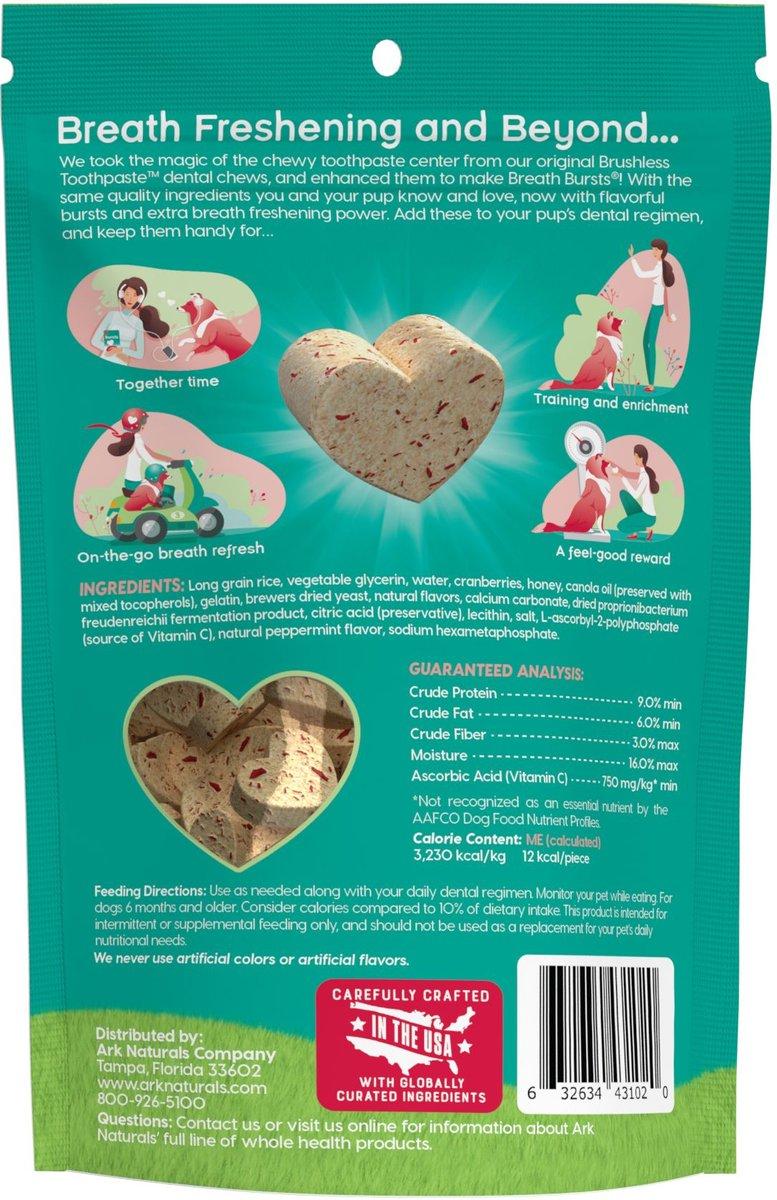 Ark Naturals Breath Bursts Peppermint Bits Dental Dog Treats, 4-oz