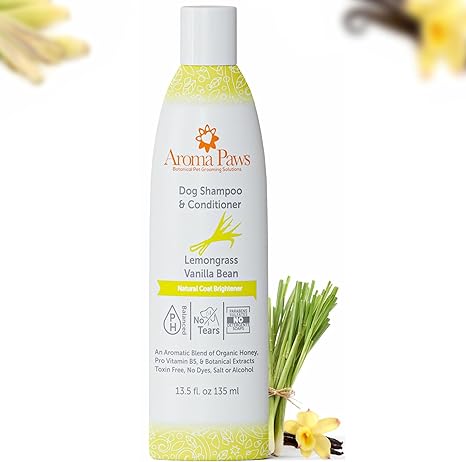 Aroma Paws Natural Coat Brightener Lemongrass Vanilla Bean Dog Shampoo & Conditioner, 13.5-oz