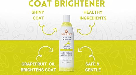 Aroma Paws Natural Coat Brightener Lemongrass Vanilla Bean Dog Shampoo & Conditioner, 13.5-oz