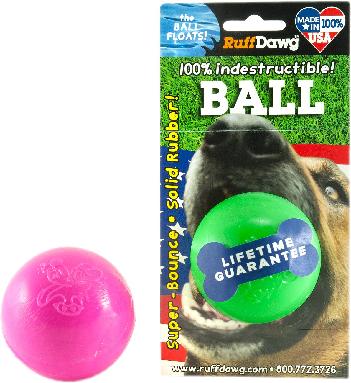 RuffDawg Indestructible Ball Dog Toy, Color Varies, 2.5-in