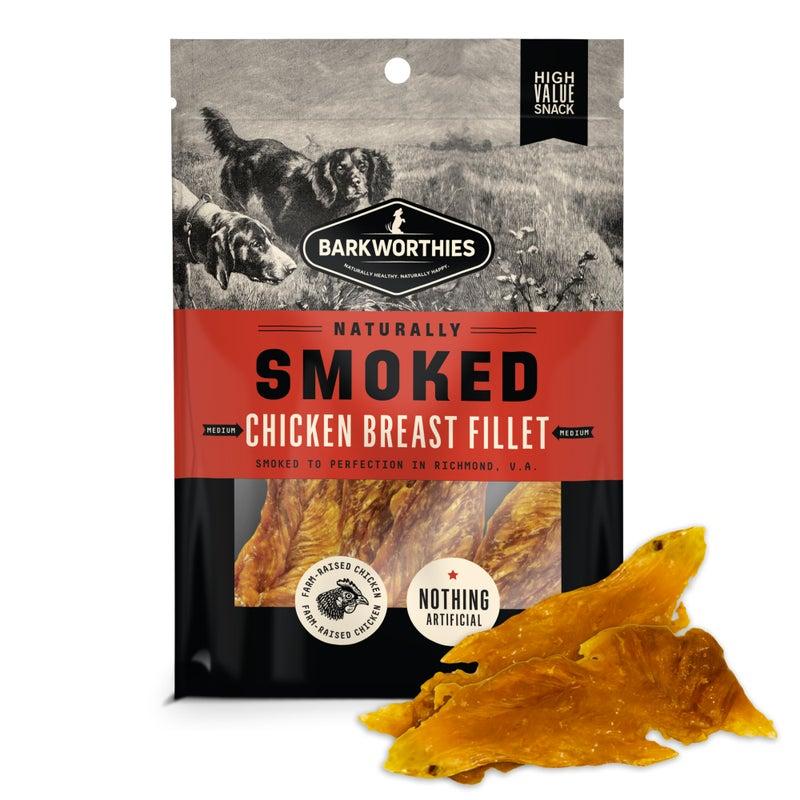 Barkworthies Naturally Smoked Chicken Breast Fillet Dog Treats, Medium, 4-oz