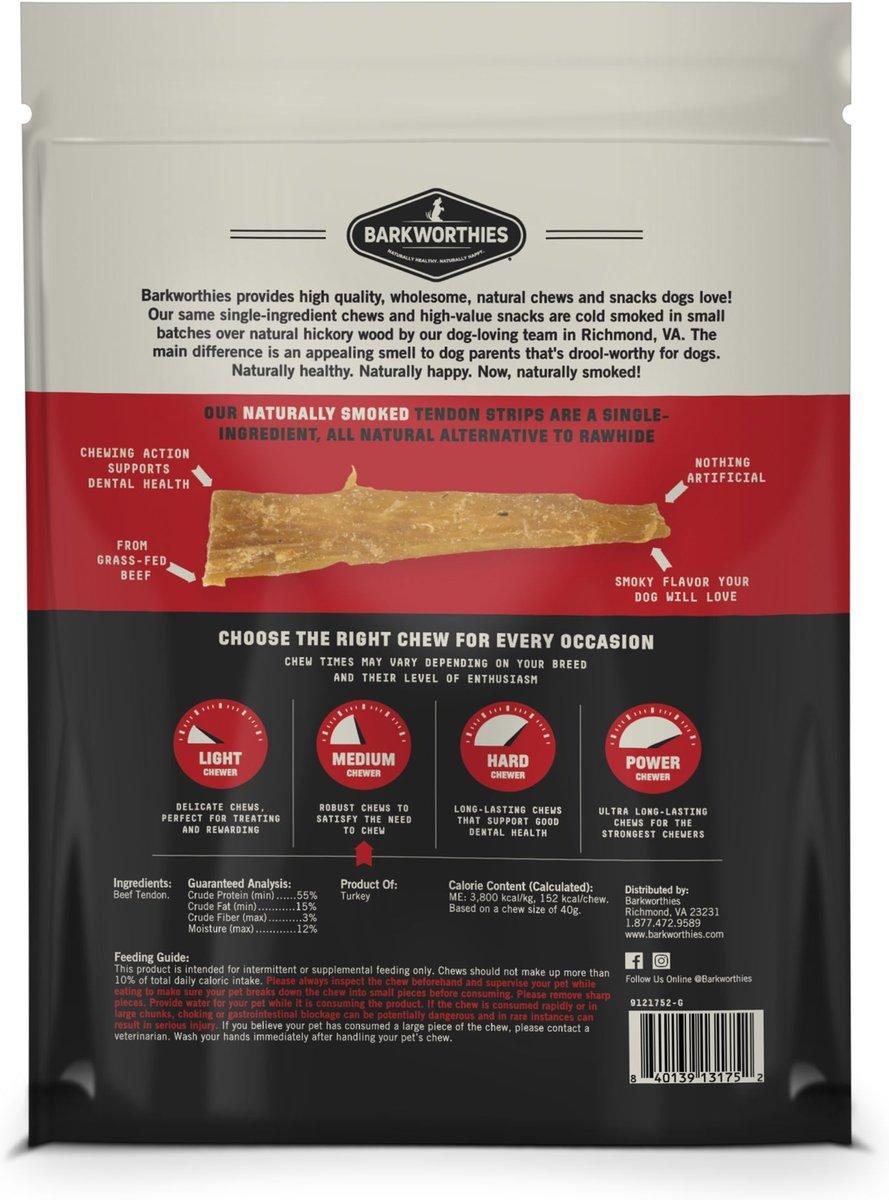 Barkworthies Smoked Tendon Strips Dog Treats, 3-pk
