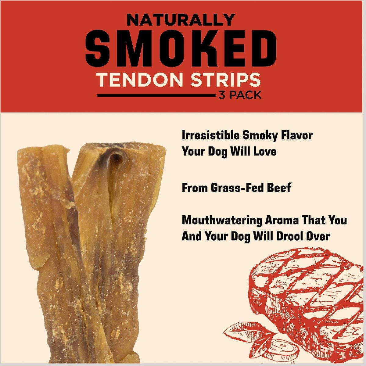 Barkworthies Smoked Tendon Strips Dog Treats, 3-pk