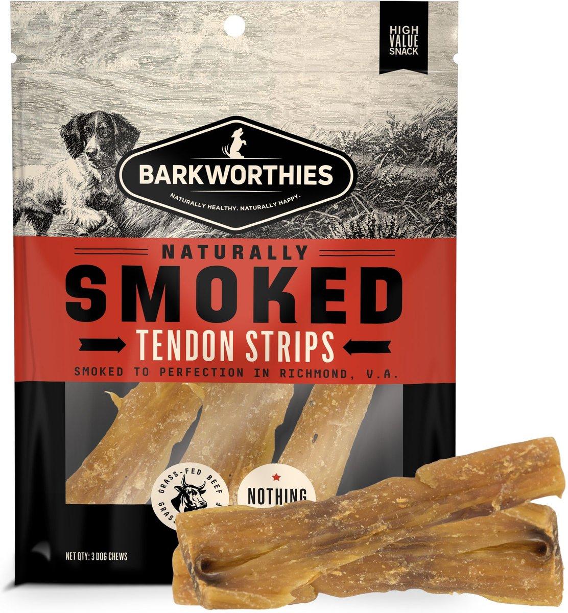 Barkworthies Smoked Tendon Strips Dog Treats, 3-pk