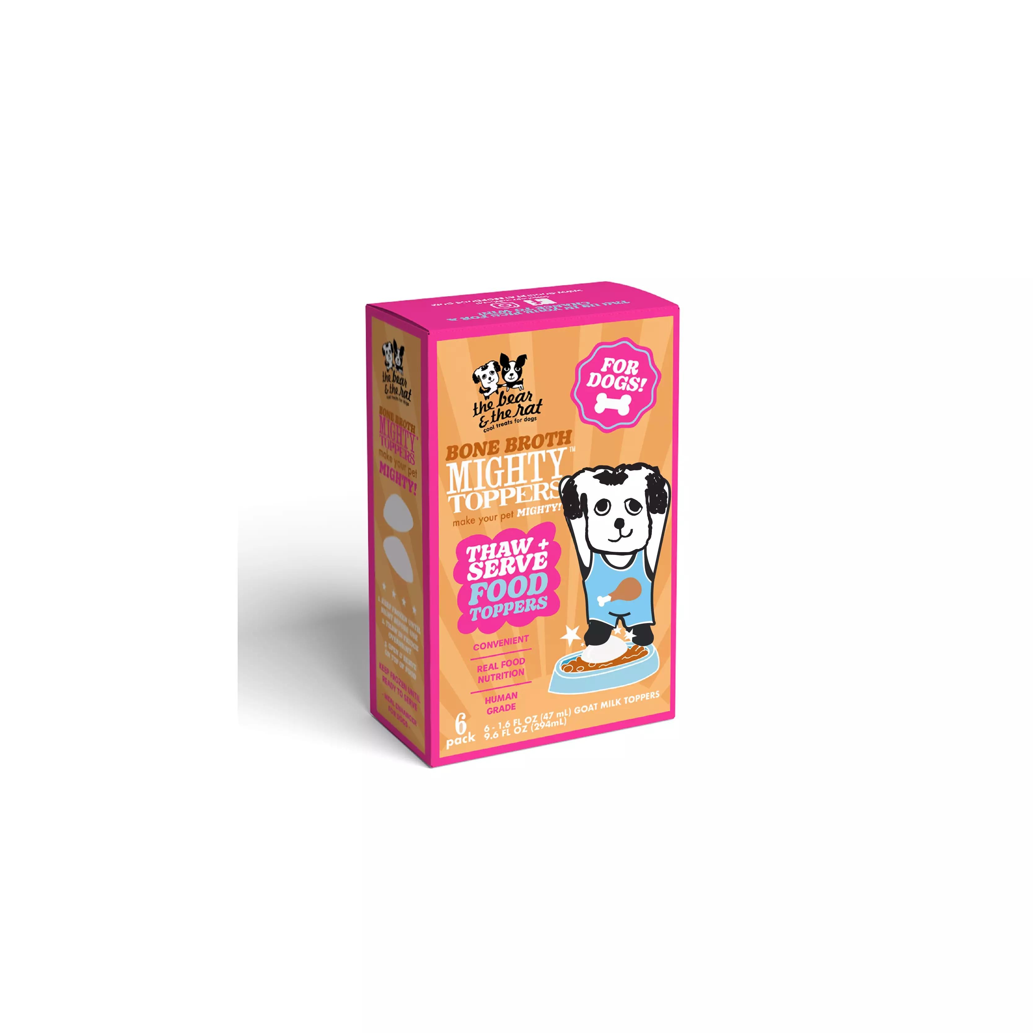 The Bear & The Rat Bone Broth Mighty Toppers Dog Treats, 6-pk