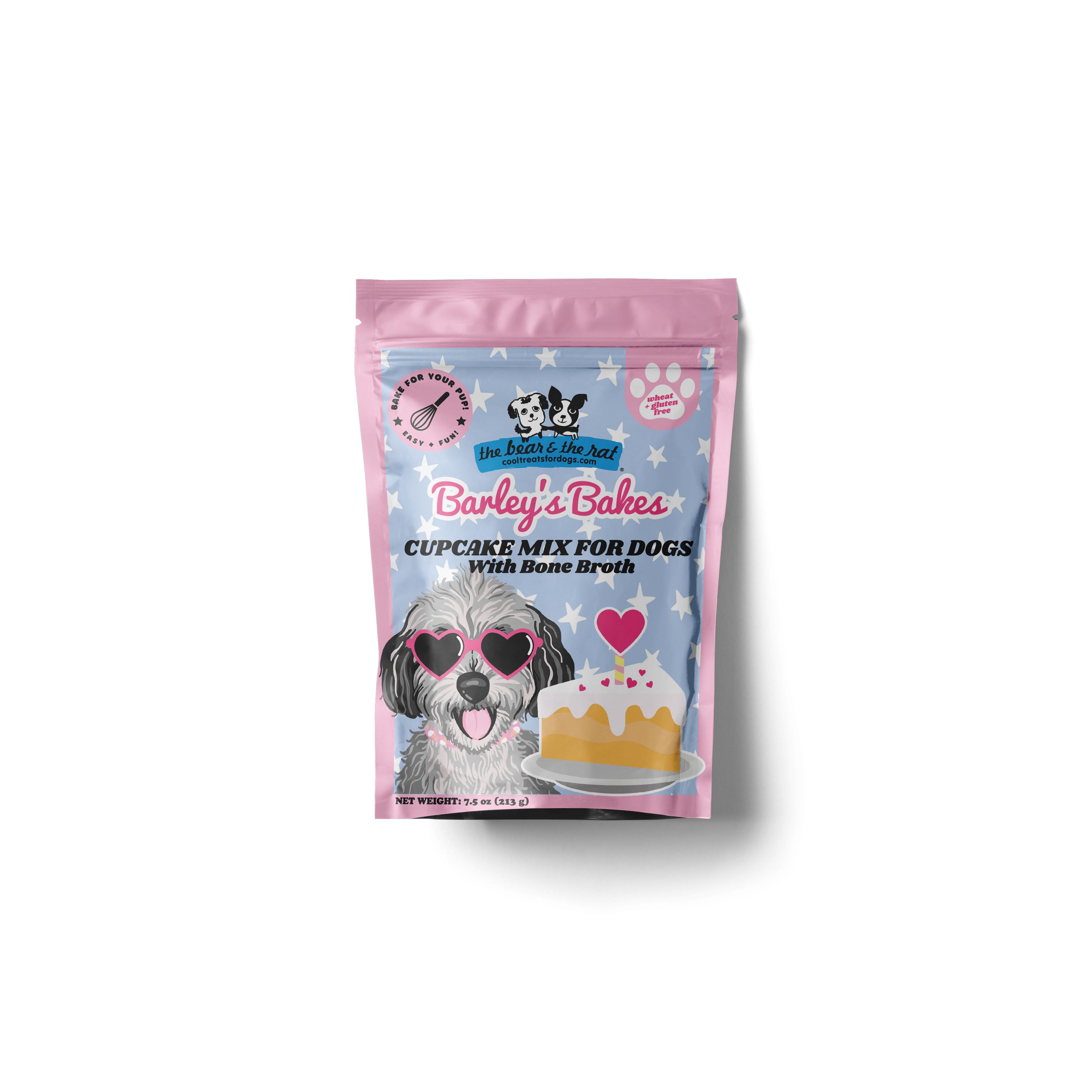 The Bear & The Rat Barley's Bakes Cupcake Mix with Bone Broth Dog Treats, 7.5-oz