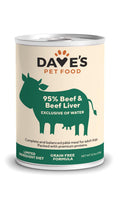 Dave's Pet Food 95% Premium Meats Beef & Beef Liver Wet Dog Food Can, 12.5-oz