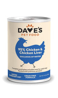 Dave's Pet Food 95% Premium Meats Chicken & Chicken Liver Wet Dog Food Can, 12.5-oz