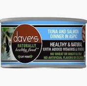 Dave's Pet Food Naturally Healthy Tuna & Salmon Dinner in Aspic Wet Cat Food Can, 3-oz