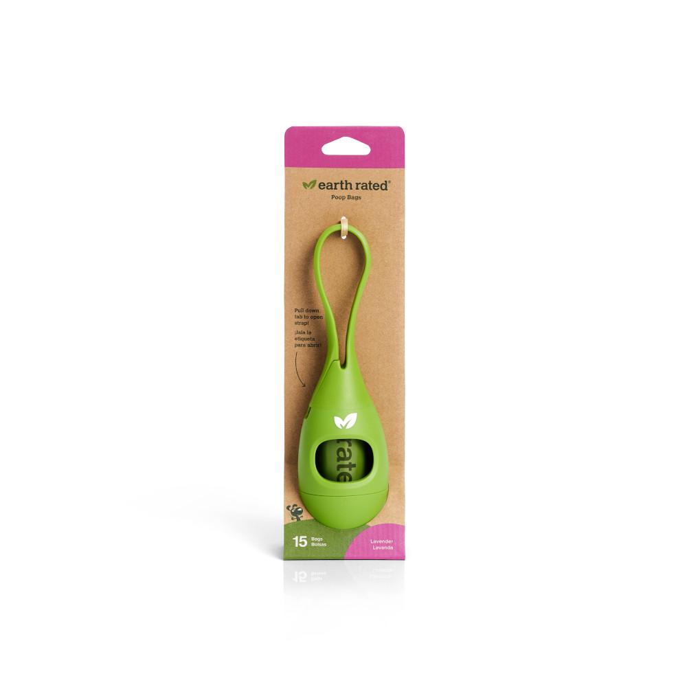 Earth Rated Poop Bags Leash Dispenser 2.0 with Single Roll, Lavender-Scented, 15-count