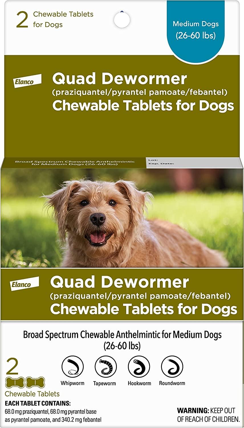 Elanco Quad De-Wormer for Medium Dogs, 2-count