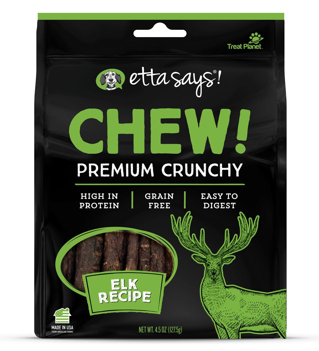Etta Says! Chew! Premium Crunchy Elk Recipe Dog Treats, 4.5-oz
