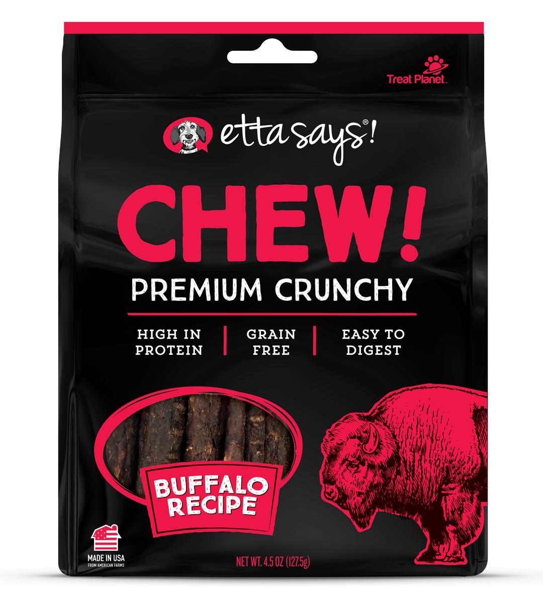 Etta Says! Chew! Premium Crunchy Buffalo Recipe Dog Treats, 4.5-oz
