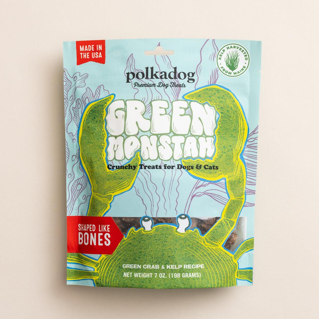 Polkadog Green Monstah Bone Shaped Dog & Cat Treats, 7-oz