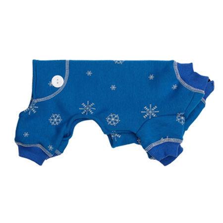 Hip Doggie Snowflake Long Johns Dog Pajamas, Blue, X-Small