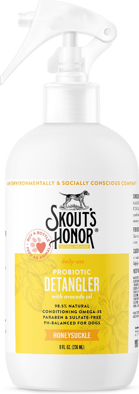 Skout's Honor Probiotic Honeysuckle Daily Use Pet Detangler, 8-oz