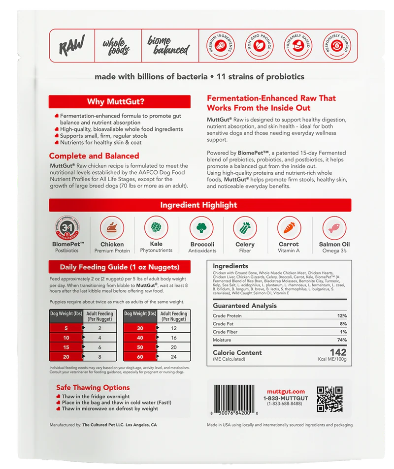 Mutt Gut Dog Microbiome Chicken Raw Frozen Food