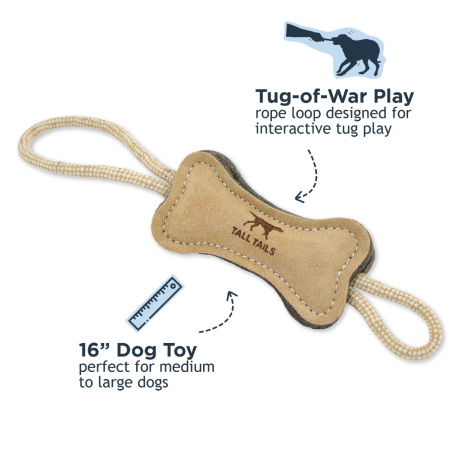 Tall Tails Natural Wool Bone Tug Dog Toy