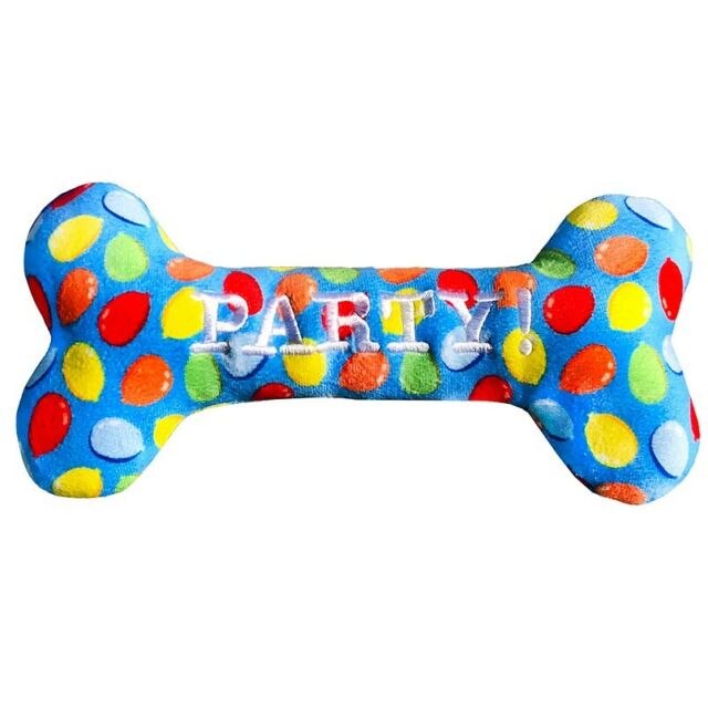 Huxley & Kent Power Plush Party Time Bone Dog Toy