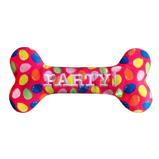 Huxley & Kent Power Plush Party Time Bone Dog Toy