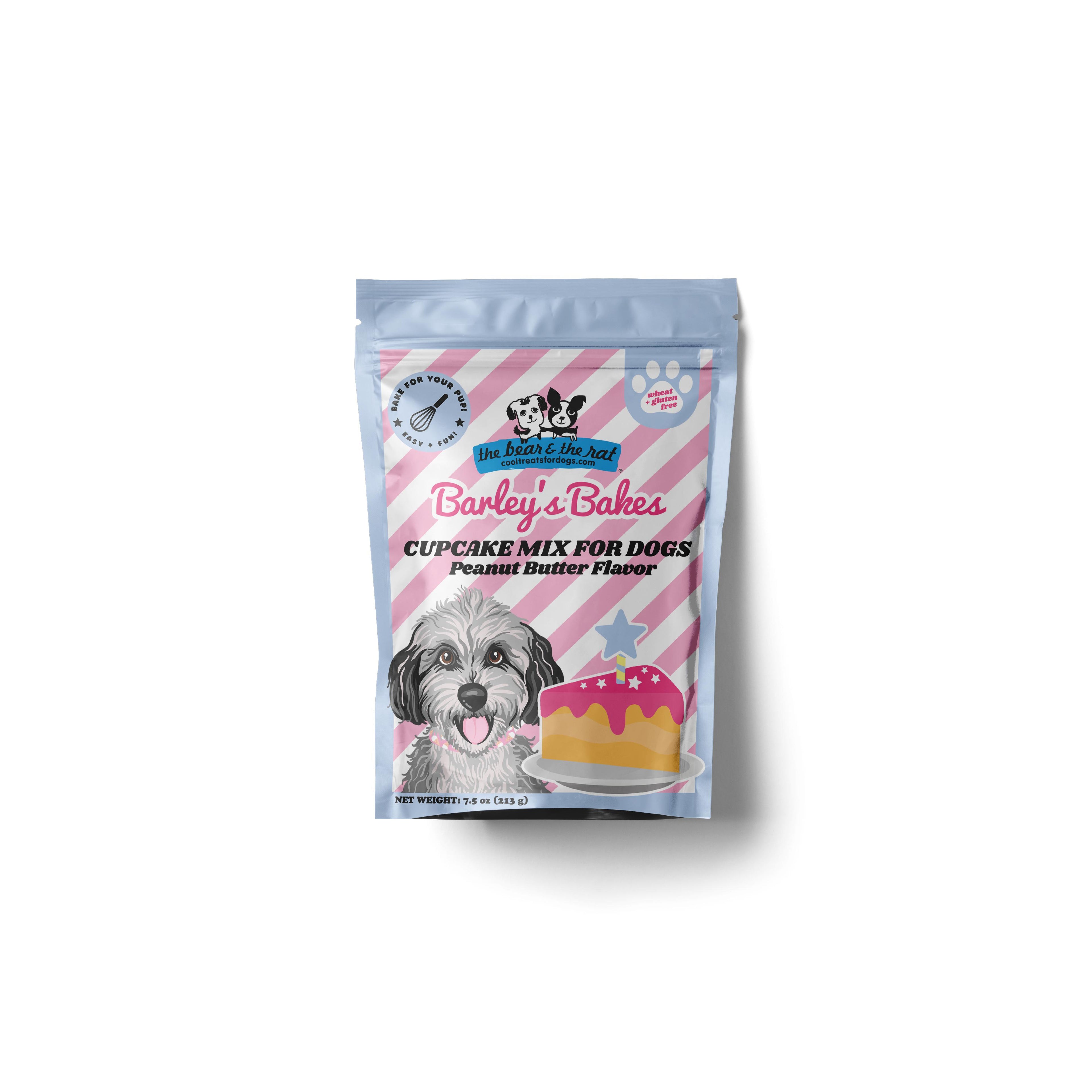 The Bear & The Rat Barley's Bakes Cupake Mix Peanut Butter Dog Treats, 7.5-in