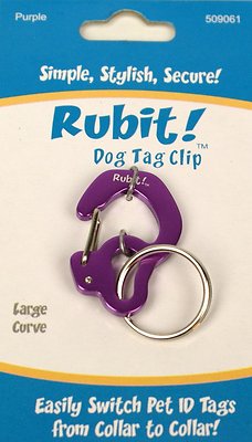 Rubit! Curved Dog Tag Clip, Purple, Large
