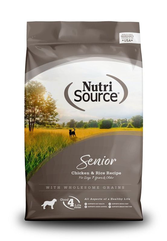 NutriSource Senior Chicken & Rice with Wholesome Grains Dry Dog Food, 4-lb