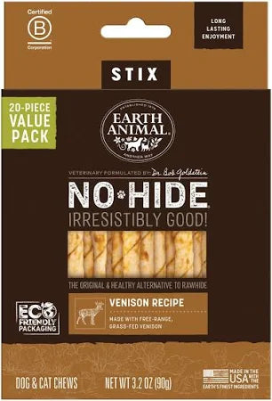 Earth Animal No-Hide Venison Stix Chew Dog Treat