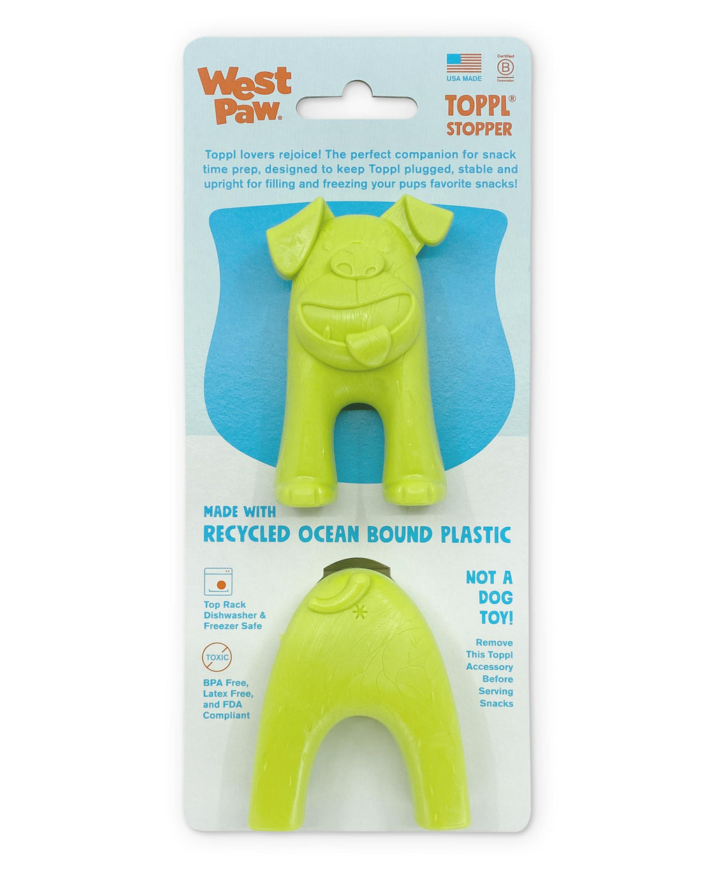 West Paw Toppl Stopper Dog Toy Accessory, Aqua Blue